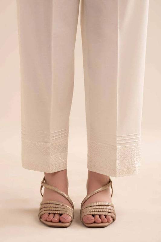 Nishat Linen Cambric Off White Trousers 1pc - ZARF