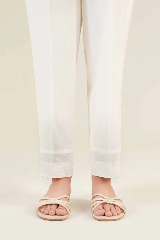 Nishat Linen Cambric White Trousers 1pc - ZARF